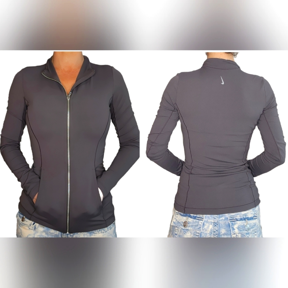 Nike Women Yoga Luxe Dri-Fit Full Zip Jacket Gray Size Small
